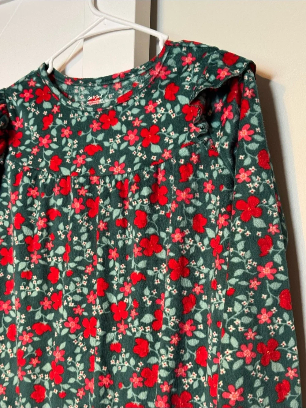 Cat & Jack Girls Christmas Fleece Nightgown Floral Print Size L 10/12